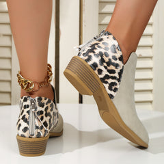 ™Trendiiga ankelboots med leopardmönster