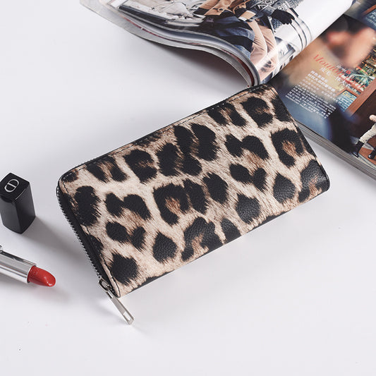 ™ Leopardplånbok med dragkedja