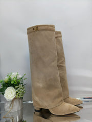 ™AURVYA – Elegante Beige Semsket Støvler