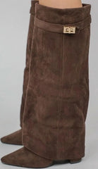 ™AURVYA – Elegante Beige Semsket Støvler