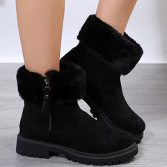 ™Varma ankelboots med pälskant och solid sula