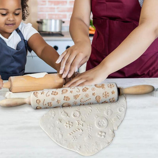 Julekjevle i tre med julemønster – Perfekt til småkaker og fondant