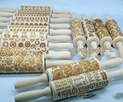 Christmas Gift Sleigh Pattern Embossed Rolling Pin