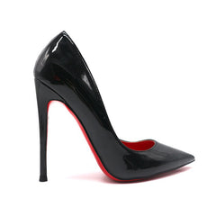 Elegante Svarte Lakkpumps med Rød Såle – Høye Hæler