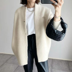 ™Lang myk cardigan med trykknapper – Minimalistisk & stilig