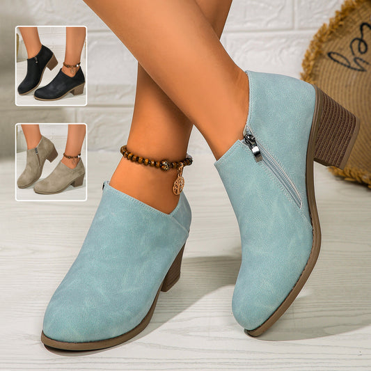 ™Eleganta ankelboots med klack – Finns i svart, blått och khaki