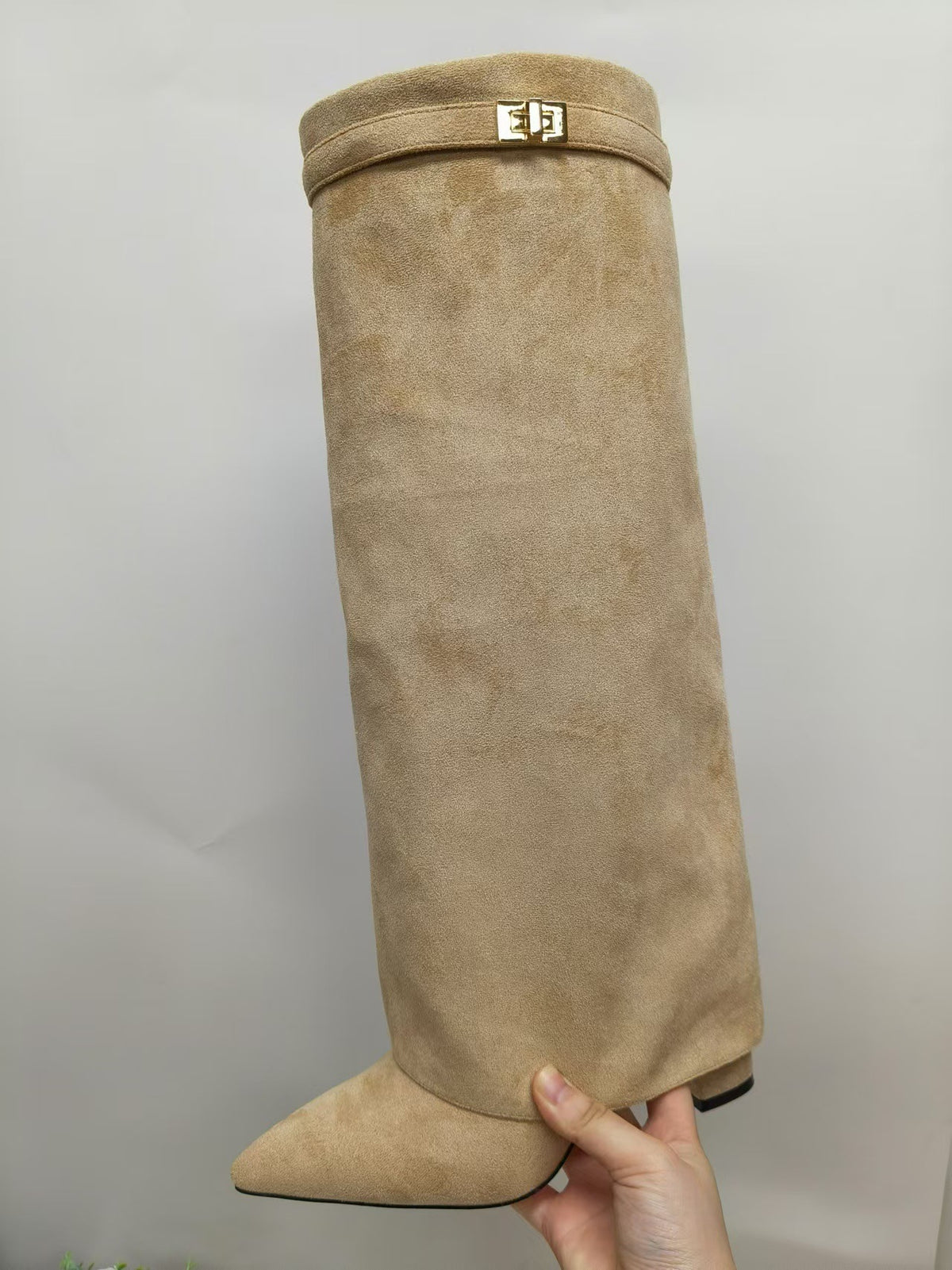 ™AURVYA – Elegante Beige Semsket Støvler