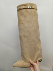 ™AURVYA – Elegante Beige Semsket Støvler