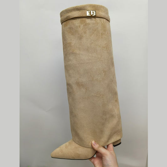 ™AURVYA – Elegante Beige Semsket Støvler