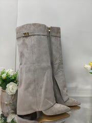 ™AURVYA – Elegante Beige Semsket Støvler