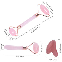 AURVYA Rosenkvarts Roller & Gua Sha Set.