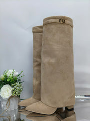 ™AURVYA – Elegante Beige Semsket Støvler