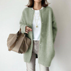 ™Lang myk cardigan med trykknapper – Minimalistisk & stilig