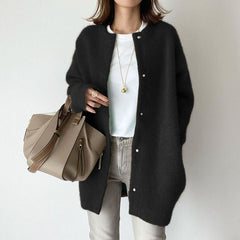™Lang myk cardigan med trykknapper – Minimalistisk & stilig