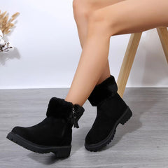 ™Varma ankelboots med pälskant och solid sula