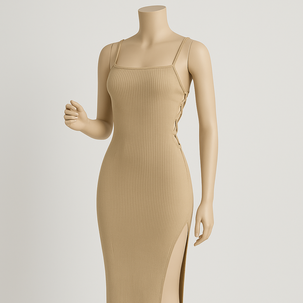 ™Midnattmuse – elegant ribbestrikket bodycon-kjole