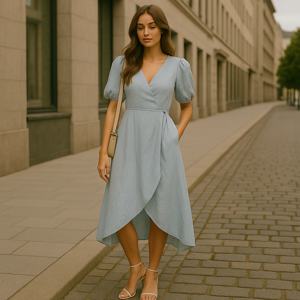 ™Amélie Linneklänning med Puffärmar – Elegant, Lätt och Tidlös 