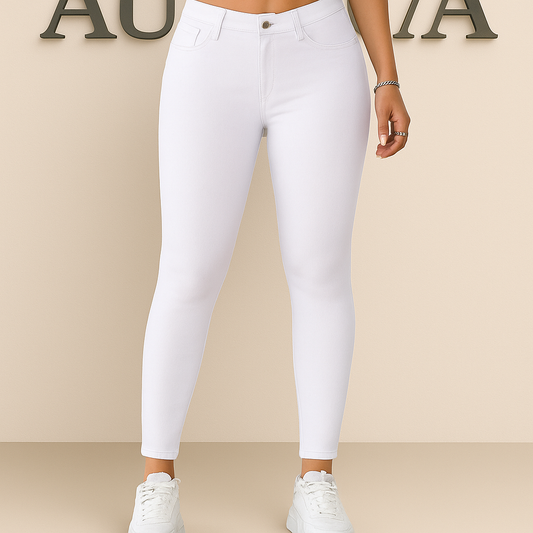 ™Bright Edge – Vita skinny jeans med hög midja