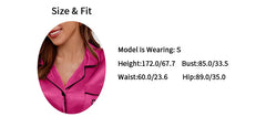 ™Satinknäppt pyjamas “Sweet Heart” – Fuchsia med svarta detaljer 