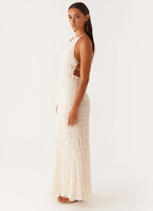 Solea Maxi Kjole – Bohemsk Eleganse i Lett Krepp
