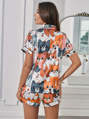 ™Satinpyjamas “Cat Cuteness” – Söt katttryck