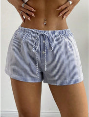 ™ Luftige Sommer Shorts  (Hvit & Blå Stripet)