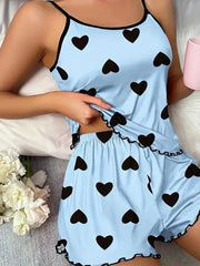 ™Sweet Heart-pyjamas – Topp och shorts i mjuk satin 