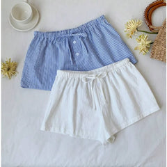 ™ Luftige Sommer Shorts  (Hvit & Blå Stripet)