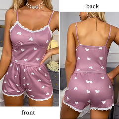 ™Lilla Sateng-Pyjamasett med Hjerter og Blonder