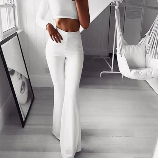 LuxeFlare Hvit Bukse – Skulpturert Stil med Glam-Faktor