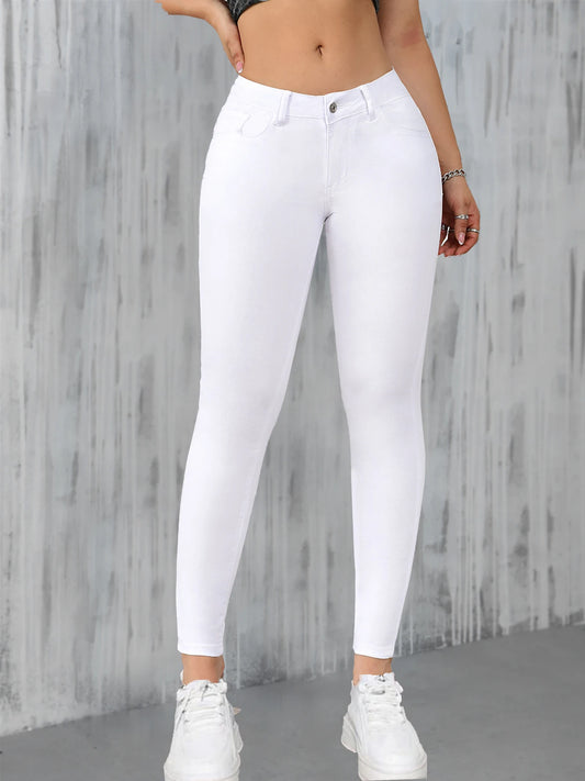 ™Bright Edge – Vita skinny jeans med hög midja