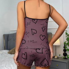 ™Ferskenrosa Sateng-Pyjamas med Hjerter