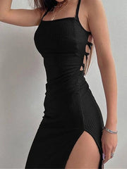 ™Midnattmuse – elegant ribbestrikket bodycon-kjole