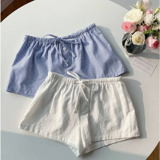 ™ Luftiga sommarshorts (vita och blårandiga)