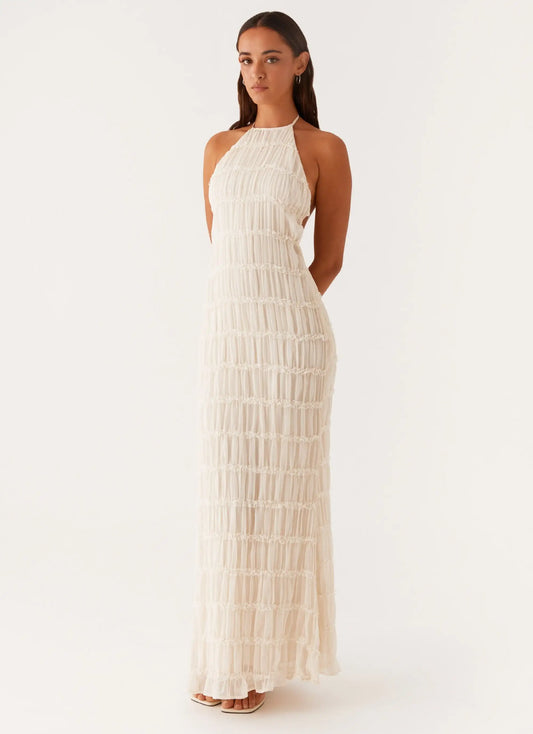 Solea Maxi Kjole – Bohemsk Eleganse i Lett Krepp