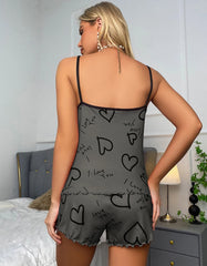 ™Ferskenrosa Sateng-Pyjamas med Hjerter