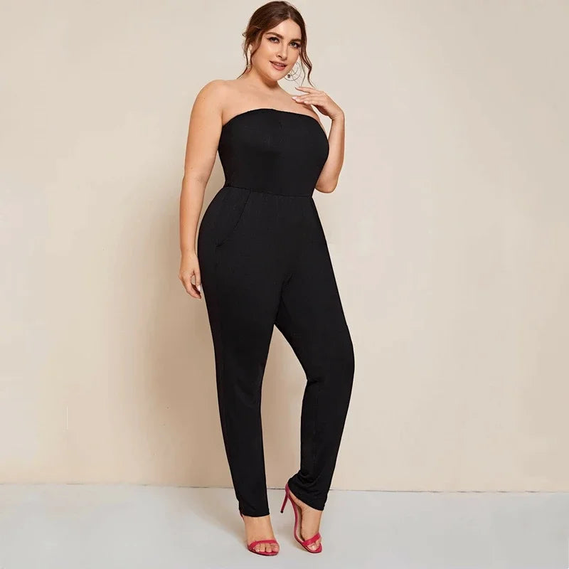 ™ Elegant axelbandslös jumpsuit – Svart | Komfort och stil i ett