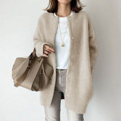 ™Lang myk cardigan med trykknapper – Minimalistisk & stilig