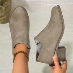 ™Eleganta ankelboots med klack – Finns i svart, blått och khaki