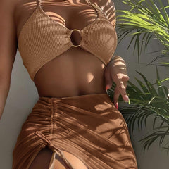 ™ Elegant svart bikini med guldfärgade detaljer 