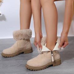 ™Varma ankelboots med pälskant och solid sula