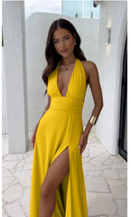 ™ Elegant Maxi Kjole med Høy Splitt